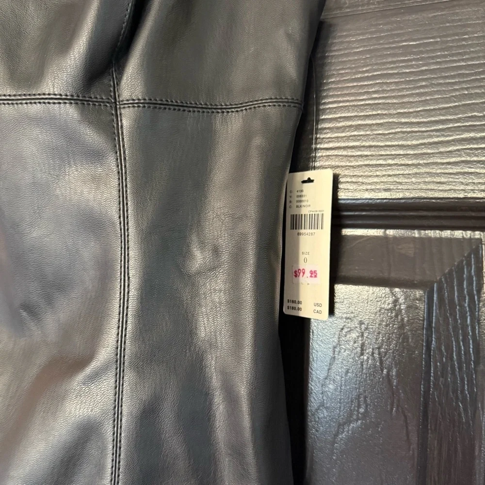 NWT Maeve Anthropologie Square-neck leather black dress S - Picture 7 of 15